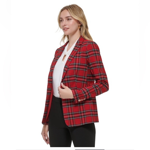NWT Tommy Hilfiger Red Tartan Women's Blazer - Picture 3 of 14